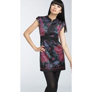 Nanette Lepore Silk Pixel Floral Mini Party Feminine 90’s Black-4